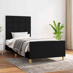 vidaXL, vidaXL Bettgestell mit Kopfteil Schwarz 90x190 cm Stoff