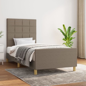 vidaXL Bettgestell mit Kopfteil Taupe 90x190 cm Stoff