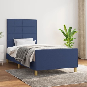 vidaXL, vidaXL Bettgestell mit Kopfteil Blau 90x190 cm Stoff