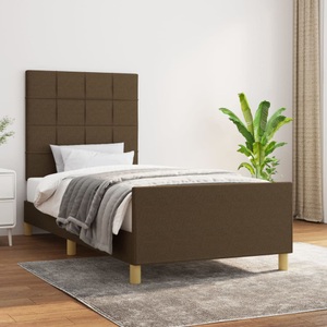 vidaXL, vidaXL Bettgestell mit Kopfteil Dunkelbraun 90x200 cm Stoff