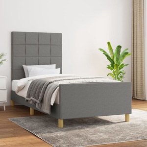 vidaXL, vidaXL Bettgestell mit Kopfteil Dunkelgrau 100x200 cm Stoff