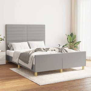 vidaXL, vidaXL Bettgestell mit Kopfteil Hellgrau 140x200 cm Stoff