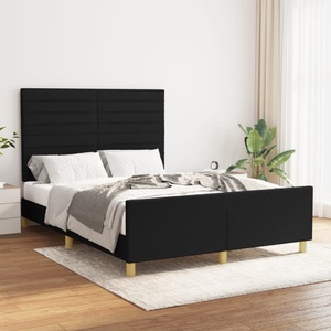 vidaXL, vidaXL Bettgestell mit Kopfteil Schwarz 140x200 cm Stoff, vidaXL Bettgestell ohne Matratze Schwarz 140x200 cm Stoff