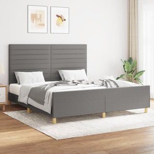 vidaXL, vidaXL Bettgestell mit Kopfteil Dunkelgrau 160x200 cm Stoff, vidaXL Bettgestell ohne Matratze Dunkelgrau 160x200 cm Stoff