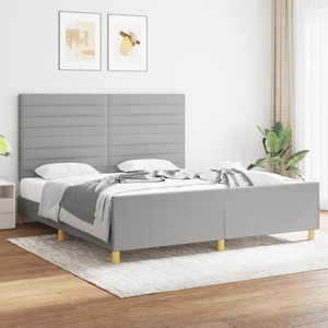 vidaXL, vidaXL Bettgestell mit Kopfteil Hellgrau 180x200 cm Stoff, vidaXL Bettgestell ohne Matratze Hellgrau 180x200 cm Stoff