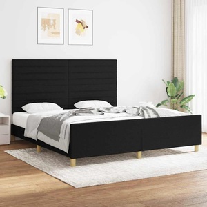 vidaXL, vidaXL Bettgestell mit Kopfteil Schwarz 180x200 cm Stoff, vidaXL Bettgestell ohne Matratze Schwarz 180x200 cm Stoff