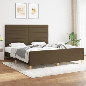 vidaXL, vidaXL Bettgestell mit Kopfteil Dunkelbraun 180x200 cm Stoff
