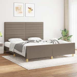 vidaXL, vidaXL Bettgestell mit Kopfteil Taupe 180x200 cm Stoff