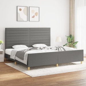vidaXL, vidaXL Bettgestell mit Kopfteil Dunkelgrau 200x200 cm Stoff
