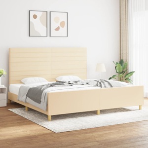 vidaXL, vidaXL Bettgestell mit Kopfteil Creme 200x200 cm Stoff