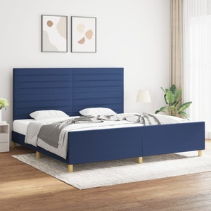 vidaXL, vidaXL Bettgestell mit Kopfteil Blau 200x200 cm Stoff