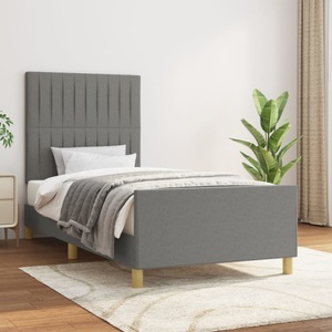 vidaXL, vidaXL Bettgestell mit Kopfteil Dunkelgrau 80x200 cm Stoff