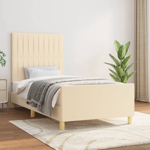 vidaXL, vidaXL Bettgestell mit Kopfteil Creme 80x200 cm Stoff