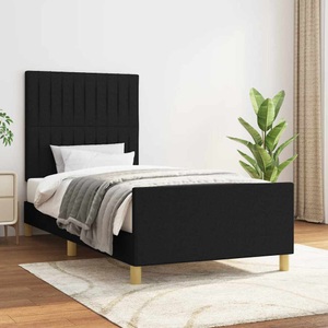 vidaXL, vidaXL Bettgestell mit Kopfteil Schwarz 90x190 cm Stoff