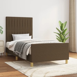 vidaXL, vidaXL Bettgestell mit Kopfteil Dunkelbraun 90x190 cm Stoff