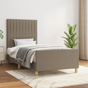 vidaXL, vidaXL Bettgestell mit Kopfteil Taupe 90x200 cm Stoff, vidaXL Bettgestell mit Kopfteil Taupe 90x200 cm Stoff