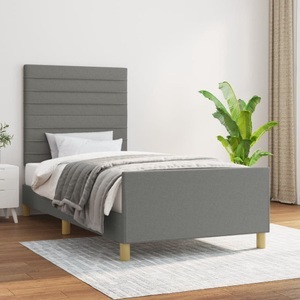 vidaXL, vidaXL Bettgestell mit Kopfteil Dunkelgrau 90x190 cm Stoff