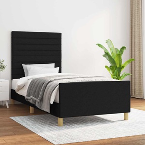 vidaXL, vidaXL Bettgestell mit Kopfteil Schwarz 90x190 cm Stoff