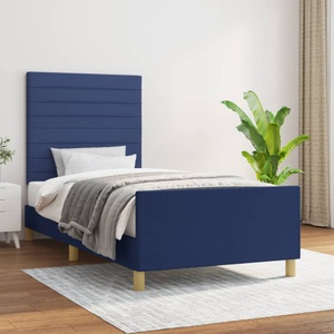 vidaXL, vidaXL Bettgestell mit Kopfteil Blau 90x190 cm Stoff