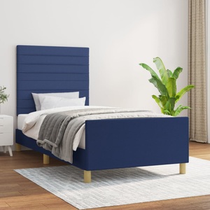 vidaXL, vidaXL Bettgestell mit Kopfteil Blau 90x200 cm Stoff