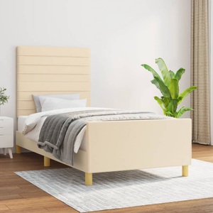 vidaXL, vidaXL Bettgestell mit Kopfteil Creme 100x200 cm Stoff