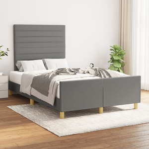 vidaXL, vidaXL Bettgestell mit Kopfteil Dunkelgrau 120x200 cm Stoff