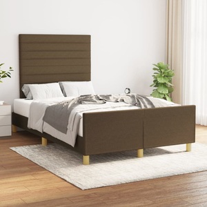 vidaXL, vidaXL Bettgestell mit Kopfteil Dunkelbraun 120x200 cm Stoff