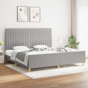 vidaXL, vidaXL Bettgestell mit Kopfteil Hellgrau 200x200 cm Stoff
