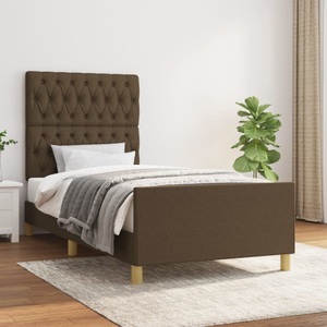 vidaXL, vidaXL Bettgestell mit Kopfteil Dunkelbraun 90x200 cm Stoff