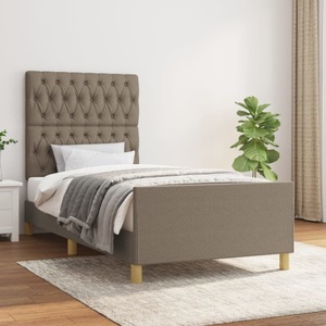 vidaXL, vidaXL Bettgestell mit Kopfteil Taupe 90x200 cm Stoff, vidaXL Bettgestell mit Kopfteil Taupe 90x200 cm Stoff