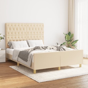vidaXL, vidaXL Bettgestell mit Kopfteil Creme 140x190 cm Stoff
