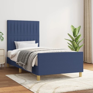 vidaXL, vidaXL Bettgestell mit Kopfteil Blau 100x200 cm Stoff