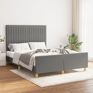 vidaXL, vidaXL Bettgestell mit Kopfteil Dunkelgrau 140x200 cm Stoff, vidaXL Bettgestell ohne Matratze Dunkelgrau 140x200 cm Stoff