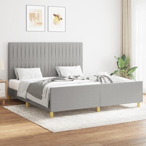 vidaXL, vidaXL Bettgestell mit Kopfteil Hellgrau 160x200 cm Stoff, vidaXL Bettgestell ohne Matratze Hellgrau 160x200 cm Stoff
