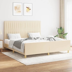 vidaXL, vidaXL Bettgestell mit Kopfteil Creme 160x200 cm Stoff