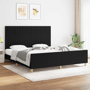 vidaXL, vidaXL Bettgestell mit Kopfteil Schwarz 180x200 cm Stoff, vidaXL Bettgestell ohne Matratze Schwarz 180x200 cm Stoff