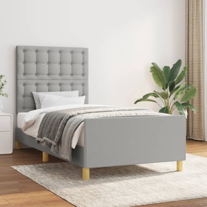 vidaXL, vidaXL Bettgestell mit Kopfteil Hellgrau 90x200 cm Stoff