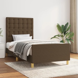 vidaXL, vidaXL Bettgestell mit Kopfteil Dunkelbraun 90x200 cm Stoff