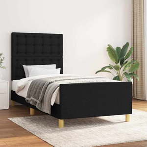 vidaXL, vidaXL Bettgestell mit Kopfteil Schwarz 100x200 cm Stoff