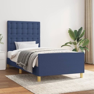 vidaXL, vidaXL Bettgestell mit Kopfteil Blau 100x200 cm Stoff
