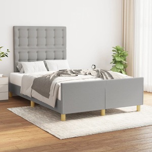vidaXL, vidaXL Bettgestell mit Kopfteil Hellgrau 120x200 cm Stoff