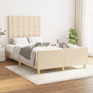 vidaXL, vidaXL Bettgestell mit Kopfteil Creme 120x200 cm Stoff