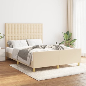 vidaXL, vidaXL Bettgestell mit Kopfteil Creme 140x200 cm Stoff