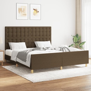 vidaXL, vidaXL Bettgestell mit Kopfteil Dunkelbraun 160x200 cm Stoff