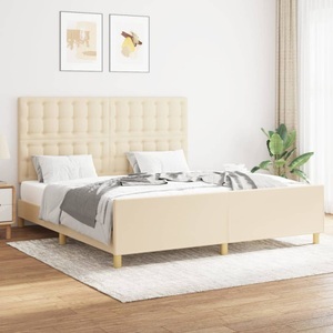 vidaXL, vidaXL Bettgestell mit Kopfteil Creme 160x200 cm Stoff