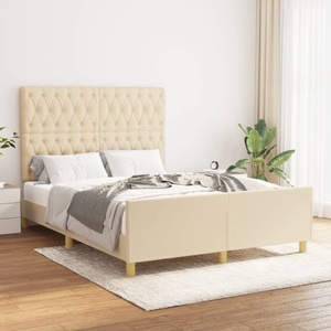 vidaXL, vidaXL Bettgestell mit Kopfteil Creme 140x200 cm Stoff