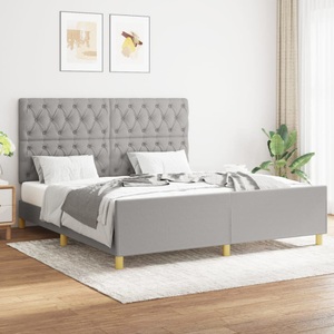vidaXL, vidaXL Bettgestell mit Kopfteil Hellgrau 160x200 cm Stoff, vidaXL Bettgestell ohne Matratze Hellgrau 160x200 cm Stoff
