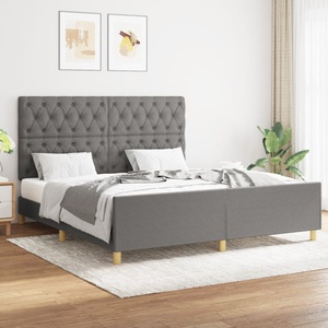 vidaXL, vidaXL Bettgestell mit Kopfteil Dunkelgrau 160x200 cm Stoff