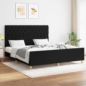 vidaXL, vidaXL Bettgestell mit Kopfteil Schwarz 160x200 cm Stoff