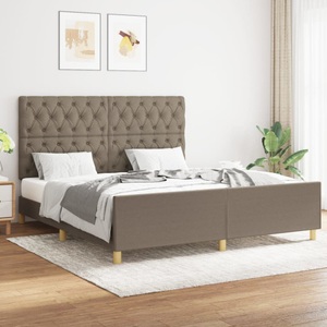 vidaXL, vidaXL Bettgestell mit Kopfteil Taupe 160x200 cm Stoff, vidaXL Bettgestell ohne Matratze Taupe 160x200 cm Stoff